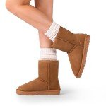 DREAM PAIRS Women's Mid Calf Snow Boots - Chestnut