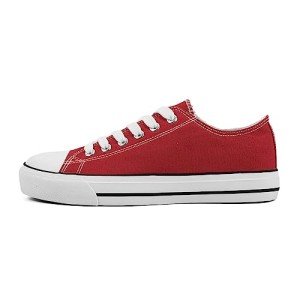 Red Women's Casual Canvas Lace-Up Sneakers