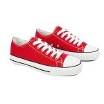 Red Women's Casual Canvas Lace-Up Sneakers