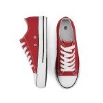 Red Women's Casual Canvas Lace-Up Sneakers