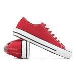 Red Women's Casual Canvas Lace-Up Sneakers