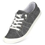 Women's Grey Low Top Canvas Sneakers with Memory Foam