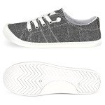 Women's Grey Low Top Canvas Sneakers with Memory Foam