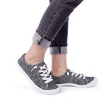 Women's Grey Low Top Canvas Sneakers with Memory Foam