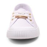 White Low Top Canvas Slip-On Sneakers for Women