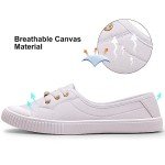 White Low Top Canvas Slip-On Sneakers for Women
