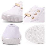 White Low Top Canvas Slip-On Sneakers for Women
