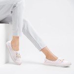 White Low Top Canvas Slip-On Sneakers for Women