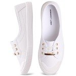 White Low Top Canvas Slip-On Sneakers for Women