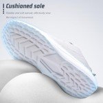 ASHION Women's Lightweight Mesh Jogging Sneakers, Grey White