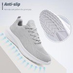ASHION Women's Lightweight Mesh Jogging Sneakers, Grey White