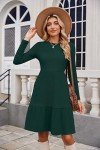 Zeagoo Women's Long Sleeve Ribbed Knit Dress - Green