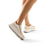 DREAM PAIRS Women's Chunky Platform Sneakers - Brown/White