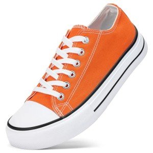 Women's Lightweight Canvas Lace-Up Sneakers in Orange