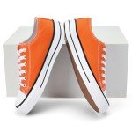 Women's Lightweight Canvas Lace-Up Sneakers in Orange