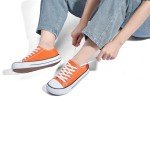 Women's Lightweight Canvas Lace-Up Sneakers in Orange