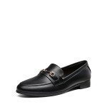 Stylish Black Leather Penny Loafers for Women