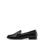 Stylish Black Leather Penny Loafers for Women