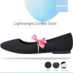 Round Toe Black Ballet Flats for Women