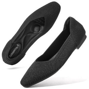 Zelaprox Women's Comfort Knit Ballet Flats - Black