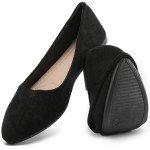 Comfortable Black Suede Pointed Toe Ballet Flats