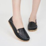 Women's Comfy Black Slip-On Loafers for Walking