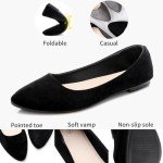 Comfortable Black Suede Pointed Toe Ballet Flats