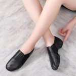 Rosefinch Black Leather Jazz Dance Shoes for Women