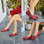 Artisure Women's Red Leather Tassel Loafers