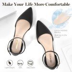 Zelaprox Women's Black Pointed Toe Ankle Strap Flats