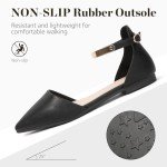 Zelaprox Women's Black Pointed Toe Ankle Strap Flats