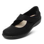 Oviaric Women's Black Mary Jane Comfort Flats