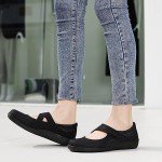 Oviaric Women's Black Mary Jane Comfort Flats