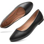 Comfortable Black PU Leather Ballet Flats for Women