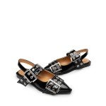 Black Pointed Toe Slingback Ballet Flats for Women