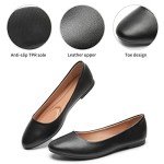 Comfortable Black PU Leather Ballet Flats for Women