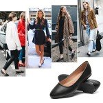 Comfortable Black PU Leather Ballet Flats for Women