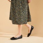 Comfortable Black PU Leather Ballet Flats for Women