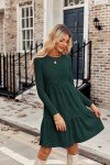 Zeagoo Women's Long Sleeve Ribbed Knit Dress - Green