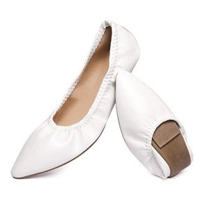White Foldable Ballet Flats for Women, Size 9