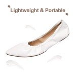 White Foldable Ballet Flats for Women, Size 9