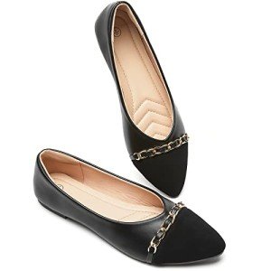 Black and White Faux Suede Pointed-Toe Flats