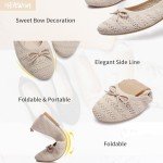Comfortable Women's Lace-Up Ballet Flats in Beige