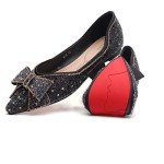 Black Rhinestone Pointed Flat Shoes for Weddings