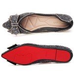Black Rhinestone Pointed Flat Shoes for Weddings