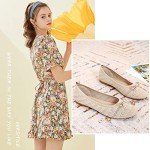 Comfortable Women's Lace-Up Ballet Flats in Beige