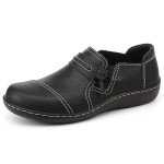 LAZYPOP Women's Black Leather Slip-On Loafers