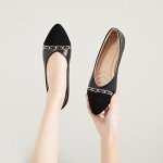 Black and White Faux Suede Pointed-Toe Flats