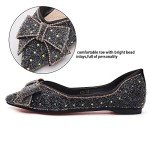 Black Rhinestone Pointed Flat Shoes for Weddings