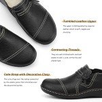 LAZYPOP Women's Black Leather Slip-On Loafers